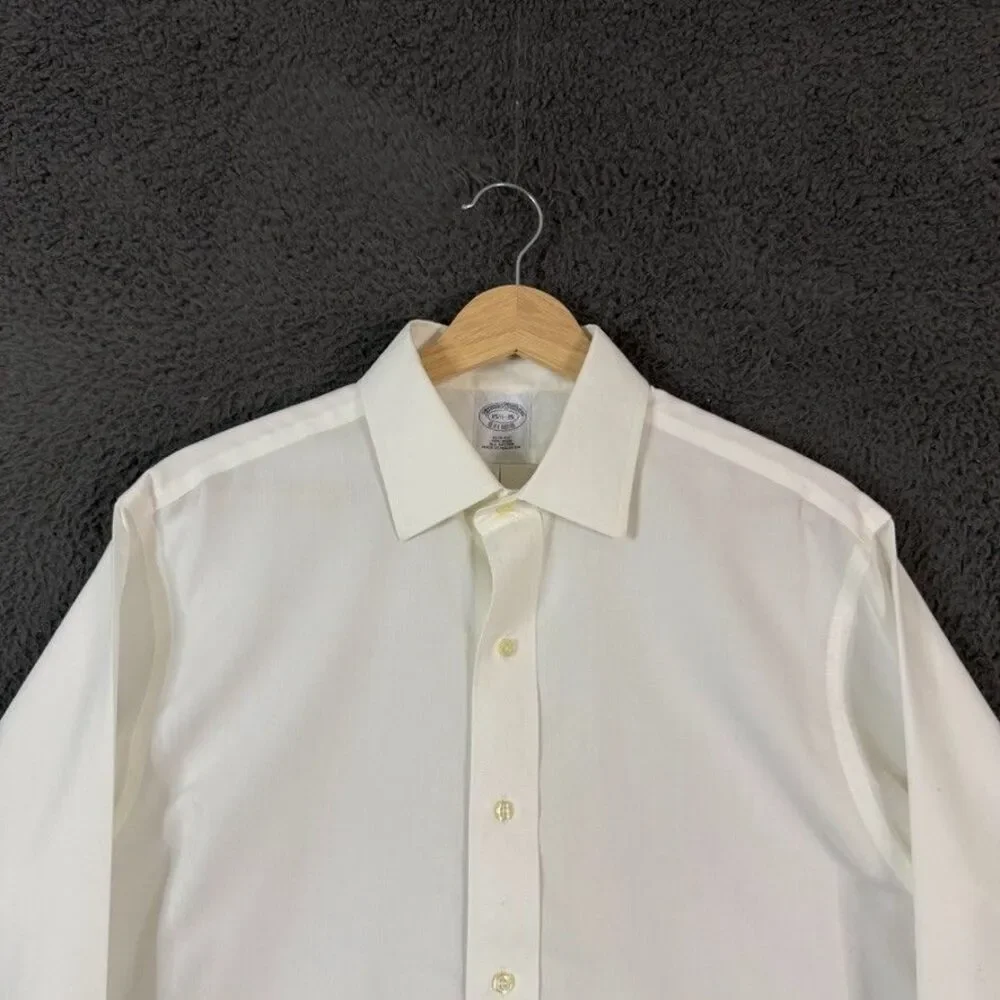 Brooks Brothers Dress Shirt Mens 15.5 35 White French Cuff Long Sleeve Formal
